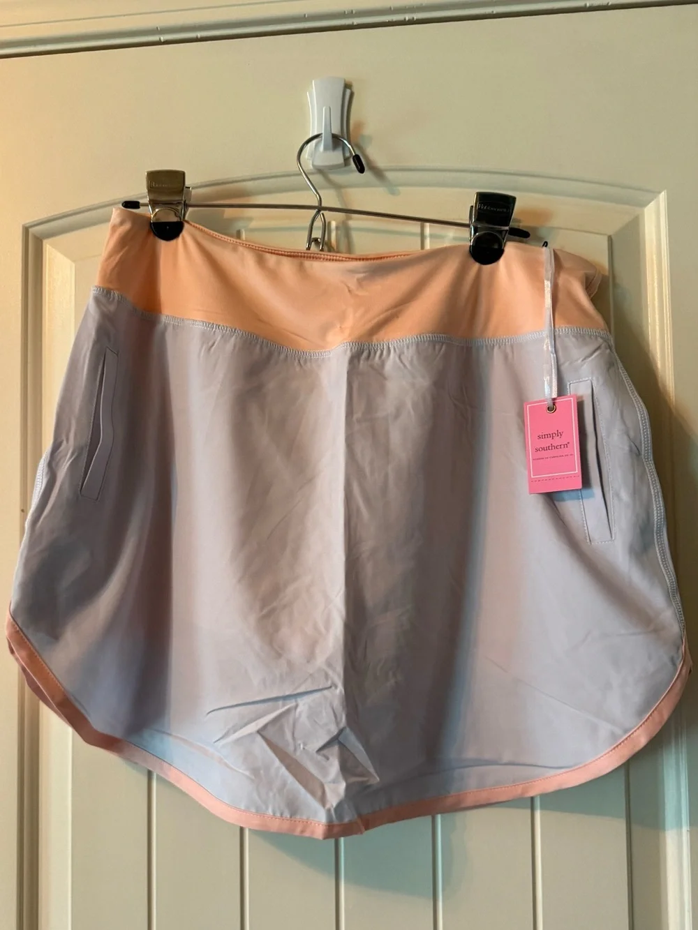 Simply Southern Peach & Light Gray Two-Tone Skort with Pockets NWT - Picture 1 of 10